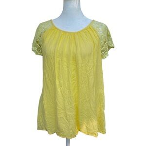 Sunny Leigh Yellow Lace Sleeves Top